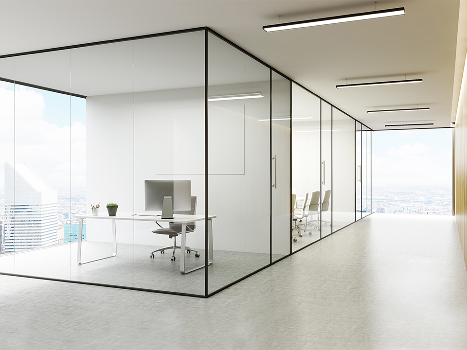 Office interior with NY view